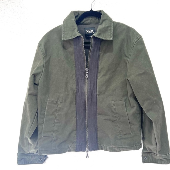 Zara full-zip front closure Green Shirt Jacket with Classic Collar S - Picture 5 of 13
